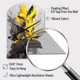 Yellow Grey Vibrant Swirls I - Asymmetric Metal Wall Clock