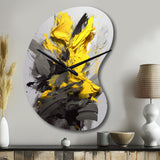 Yellow Grey Vibrant Swirls I - Asymmetric Metal Wall Clock
