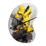 Yellow Grey Vibrant Swirls I - Asymmetric Metal Wall Clock