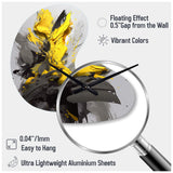 Yellow Grey Vibrant Swirls I - Asymmetric Metal Wall Clock