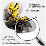 Yellow Grey Vibrant Swirls I - Asymmetric Metal Wall Clock