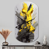 Yellow Grey Vibrant Swirls I - Asymmetric Metal Wall Clock