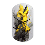 Yellow Grey Vibrant Swirls I - Asymmetric Metal Wall Clock