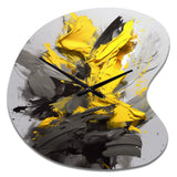 Yellow Grey Vibrant Swirls I - Asymmetric Metal Wall Clock