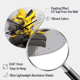 Yellow Grey Vibrant Swirls I - Asymmetric Metal Wall Clock