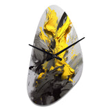 Yellow Grey Vibrant Swirls I - Asymmetric Metal Wall Clock