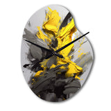 Yellow Grey Vibrant Swirls I - Asymmetric Metal Wall Clock