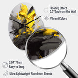 Yellow Grey Vibrant Swirls I - Asymmetric Metal Wall Clock