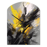 Yellow Grey Vibrant Swirls II - Asymmetric Metal Wall Clock