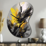 Yellow Grey Vibrant Swirls II - Asymmetric Metal Wall Clock
