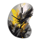 Yellow Grey Vibrant Swirls II - Asymmetric Metal Wall Clock