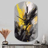 Yellow Grey Vibrant Swirls II - Asymmetric Metal Wall Clock