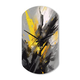 Yellow Grey Vibrant Swirls II - Asymmetric Metal Wall Clock