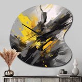Yellow Grey Vibrant Swirls II - Asymmetric Metal Wall Clock