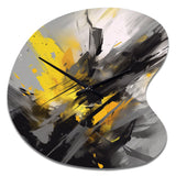 Yellow Grey Vibrant Swirls II - Asymmetric Metal Wall Clock