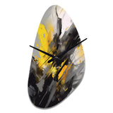 Yellow Grey Vibrant Swirls II - Asymmetric Metal Wall Clock