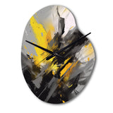 Yellow Grey Vibrant Swirls II - Asymmetric Metal Wall Clock