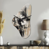 Grey Black Inner Worlds Of Marble II - Asymmetric Metal Wall Clock