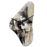 Grey Black Inner Worlds Of Marble II - Asymmetric Metal Wall Clock