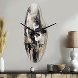 Grey Black Inner Worlds Of Marble II - Asymmetric Metal Wall Clock