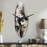 Grey Black Inner Worlds Of Marble II - Asymmetric Metal Wall Clock