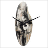 Grey Black Inner Worlds Of Marble II - Asymmetric Metal Wall Clock