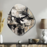 Grey Black Inner Worlds Of Marble II - Asymmetric Metal Wall Clock