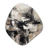 Grey Black Inner Worlds Of Marble II - Asymmetric Metal Wall Clock