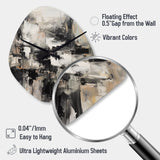 Grey Black Inner Worlds Of Marble II - Asymmetric Metal Wall Clock