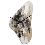 Grey Black Inner Worlds Of Marble III - Asymmetric Metal Wall Clock