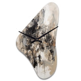 Grey Black Inner Worlds Of Marble III - Asymmetric Metal Wall Clock