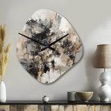 Grey Black Inner Worlds Of Marble III - Asymmetric Metal Wall Clock