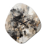 Grey Black Inner Worlds Of Marble III - Asymmetric Metal Wall Clock