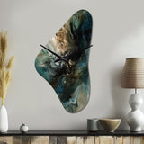 Green Black Inner Worlds Of Marble I - Asymmetric Metal Wall Clock
