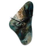 Green Black Inner Worlds Of Marble I - Asymmetric Metal Wall Clock