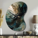 Green Black Inner Worlds Of Marble I - Asymmetric Metal Wall Clock
