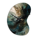 Green Black Inner Worlds Of Marble I - Asymmetric Metal Wall Clock