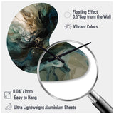 Green Black Inner Worlds Of Marble I - Asymmetric Metal Wall Clock