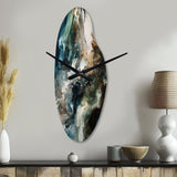 Green Black Inner Worlds Of Marble III - Asymmetric Metal Wall Clock