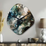 Green Black Inner Worlds Of Marble III - Asymmetric Metal Wall Clock