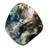 Green Black Inner Worlds Of Marble III - Asymmetric Metal Wall Clock