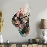 Pink Green Inner Worlds Of Marble III - Asymmetric Metal Wall Clock