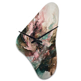 Pink Green Inner Worlds Of Marble III - Asymmetric Metal Wall Clock
