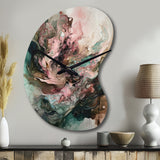 Pink Green Inner Worlds Of Marble III - Asymmetric Metal Wall Clock