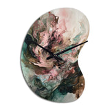 Pink Green Inner Worlds Of Marble III - Asymmetric Metal Wall Clock