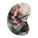 Pink Green Inner Worlds Of Marble III - Asymmetric Metal Wall Clock
