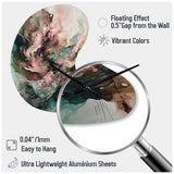 Pink Green Inner Worlds Of Marble III - Asymmetric Metal Wall Clock