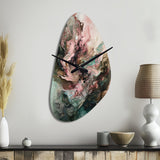 Pink Green Inner Worlds Of Marble III - Asymmetric Metal Wall Clock