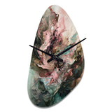 Pink Green Inner Worlds Of Marble III - Asymmetric Metal Wall Clock