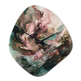 Pink Green Inner Worlds Of Marble III - Asymmetric Metal Wall Clock